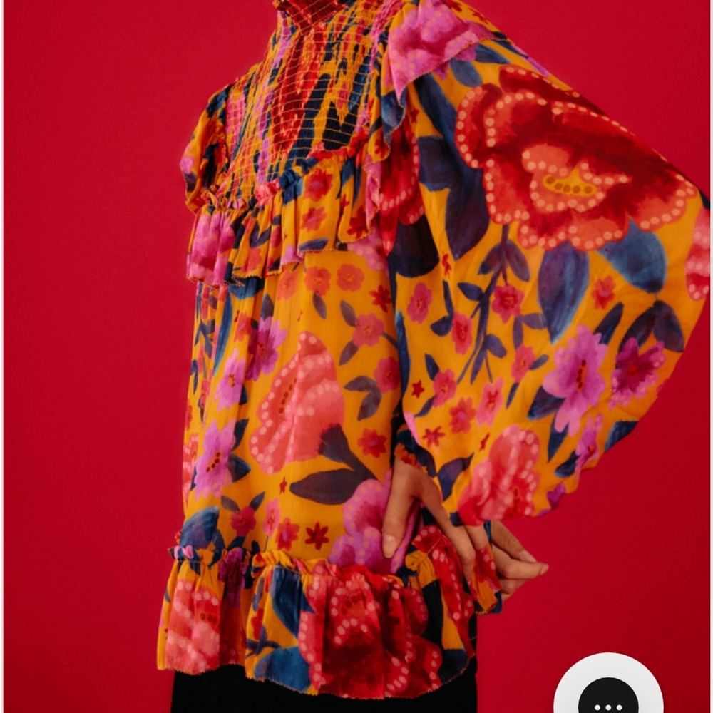 Farm Rio Yellow Floral Dream Blouse